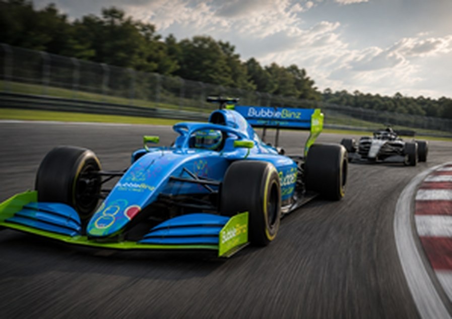 Bubble Binz race car on track