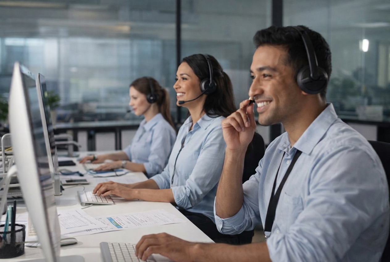 Bubble Binz customer support team on headsets